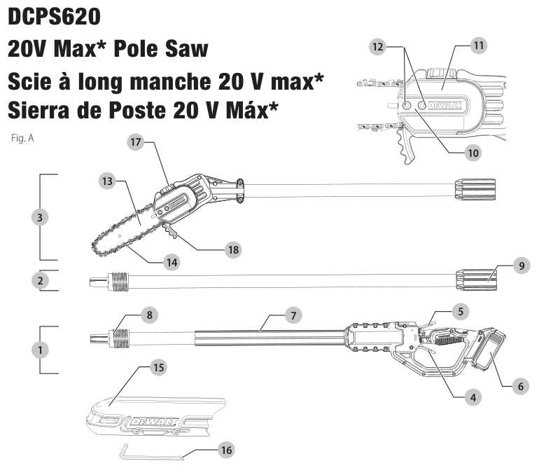 DeWALT DCPS620 20V Max Pole Saw Instruction Manual