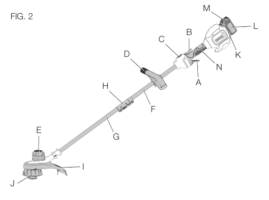 Diagram of the string trimmer components
