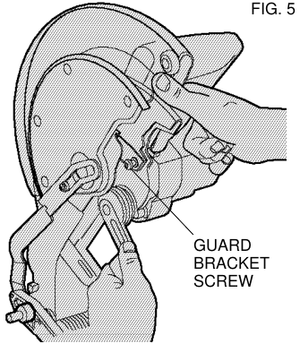 Guard bracket screw being adjusted