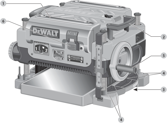 Diagram of the planer with labeled parts